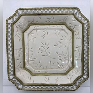 Vintage Fitz and Floyd Home Fragrance Square Plate Floral Pattern w/ Gold Trim